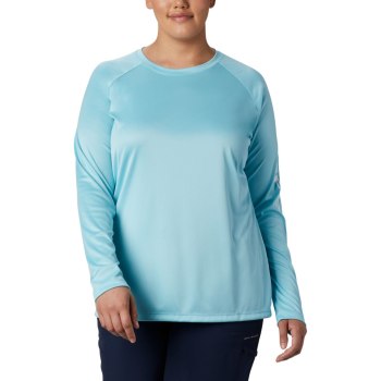 Columbia PFG Tidal II Long Sleeve Plus Size, Sudaderas Azules Blancos Para Mujer | 279316-LIF